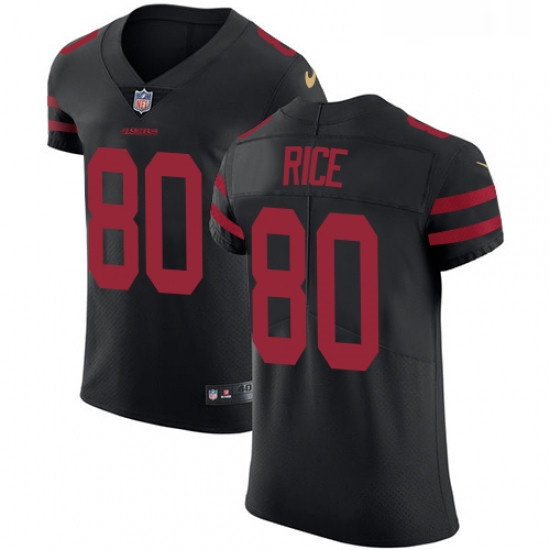 Mens Nike San Francisco 49ers 80 Jerry Rice Black Alternate Vapor Untouchable Elite Player NFL Jerse