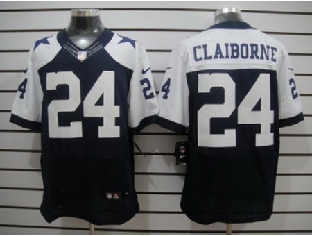 Nike Dallas Cowboys 24 Morris Claiborne Blue Elite Thankgivings NFL Jersey