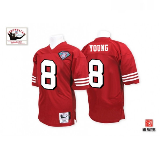 Mitchell and Ness San Francisco 49ers 8 Steve Young Red Team Color 75TH Premier EQT Throwback NFL Je