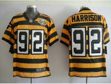 Nike Pittsburgh Steelers 92 James Harrison Yellow Elite Black 80TH M&N NFL Jersey