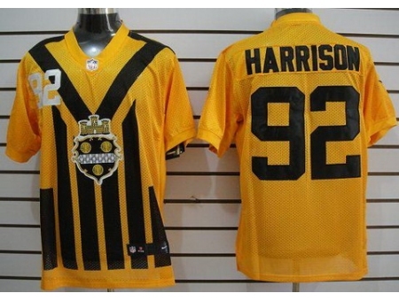 Nike Pittsburgh Steelers 92 James Harrison Yellow Elite 1933s Throwback NFL Jersey