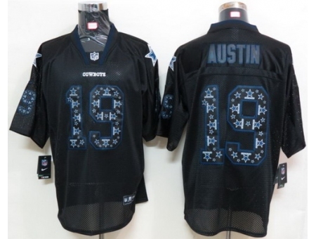 Nike Dallas Cowboys 19 Miles Austin Black Elite Lights Out Number With Team Logo NFL Jersey