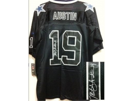 Nike Dallas Cowboys 19 Miles Austin Black Elite Light Out Signed NFL Jersey