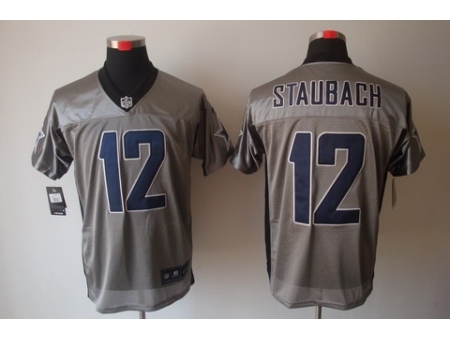 Nike Dallas Cowboys 12 Roger Staubach Grey Elite Shadow NFL Jersey