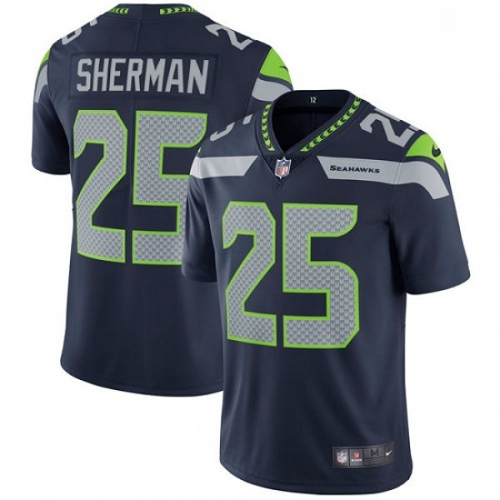 Mens Nike Seattle Seahawks 25 Richard Sherman Steel Blue Team Color Vapor Untouchable Limited Player