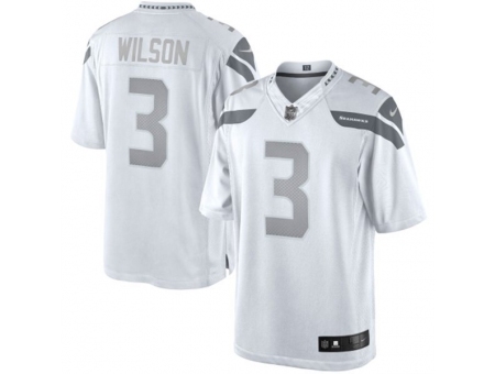 Nike Seattle Seahawks 3 Russell Wilson White Limited Platinum NFL Jersey