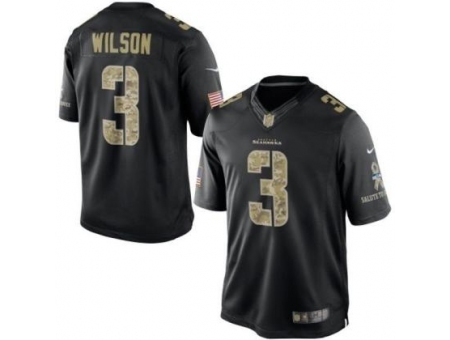 Nike Seattle Seahawks 3 Russell Wilson Black Limited Salute to Service NFL Jersey