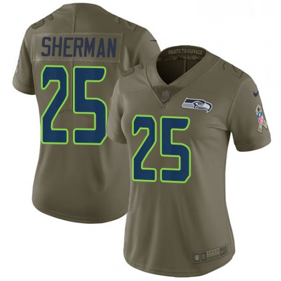 Womens Nike Seattle Seahawks 25 Richard Sherman Limited Olive 2017 Salute to Service NFL Jersey