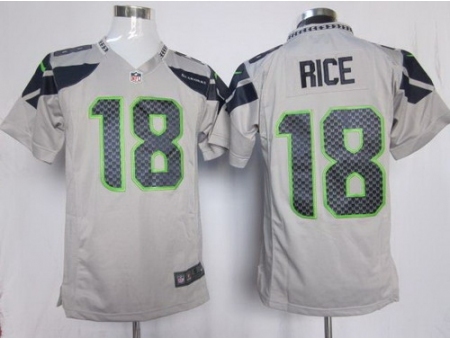 Nike Seattle Seahawks 18 Sidney Rice Grey Game NFL Jersey