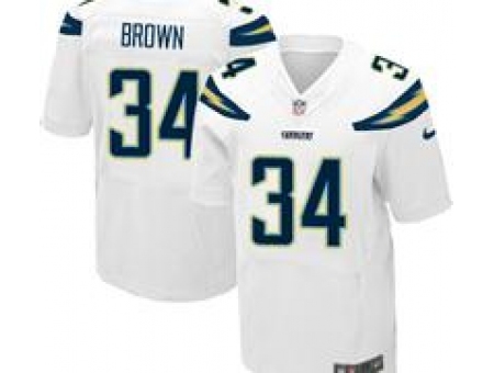 Nike San Diego Chargers 34 Donald Brown White Elite NFL Jersey