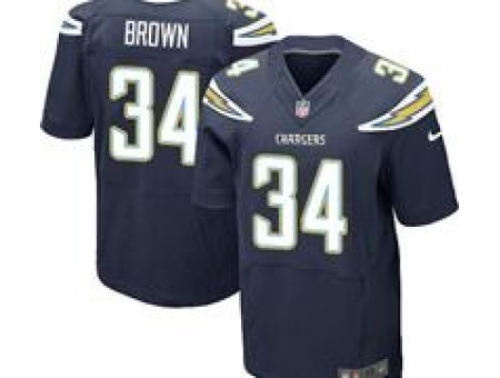 Nike San Diego Chargers 34 Donald Brown Dark Blue Elite NFL Jersey