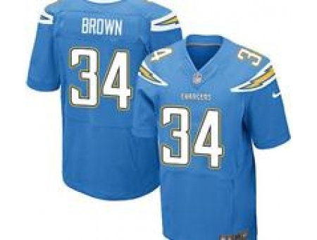 Nike San Diego Chargers 34 Donald Brown Blue Elite NFL Jersey