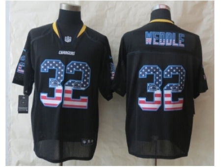 Nike San Diego Chargers 32 Eric Weddle Black Elite USA Flag Fashion NFL Jersey