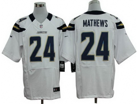 Nike San Diego Chargers 24 Ryan Mathews White Elite NFL Jersey