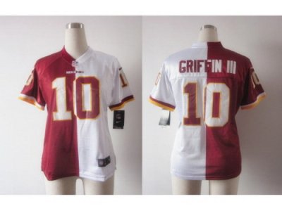 Nike Women Washington Redskins #10 Robert Griffin III White-Red Jerseys[Elite Split]