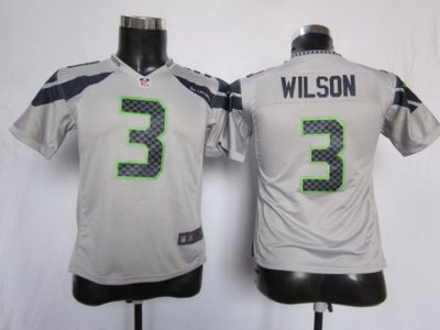 Youth Nike Seattle Seahawks #3 Wilson Grey Nike NFL Jerseys