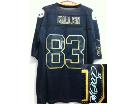 Nike Pittsburgh Steelers 83 Heath Miller Black Elite Light Out Signed NFL Jersey