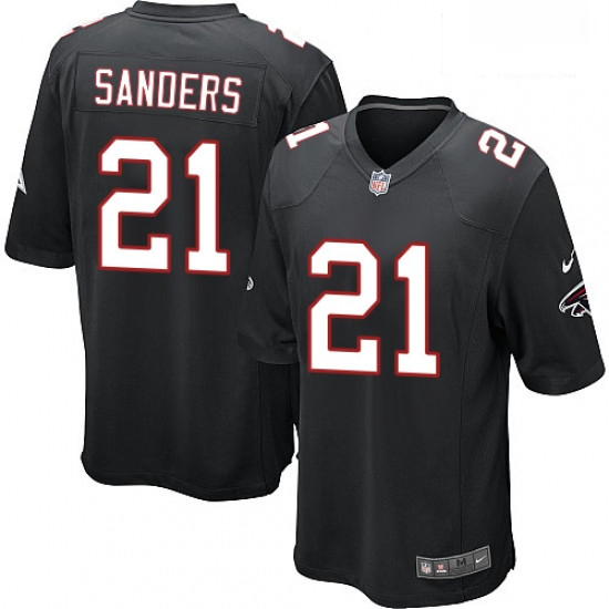 Men Nike Atlanta Falcons 21 Deion Sanders Game Black Alternate NFL Jersey