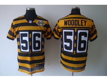 Nike Pittsburgh Steelers 56 Lamarr Woodley Yellow Black Elite 80TH M&N NFL Jersey