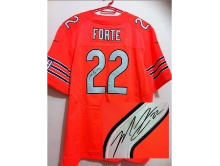 Nike Chicago Bears 22 Matt Forte Orange Elite Signed NFL Jersey