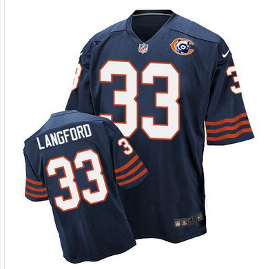 Nike Bears #33 Jeremy Langford Navy Blue Throwback Mens Stitched NFL Elite Jersey