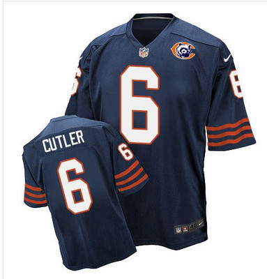 Nike Bears #6 Jay Cutler Navy Blue Throwback Mens Stitched NFL Elite Jersey