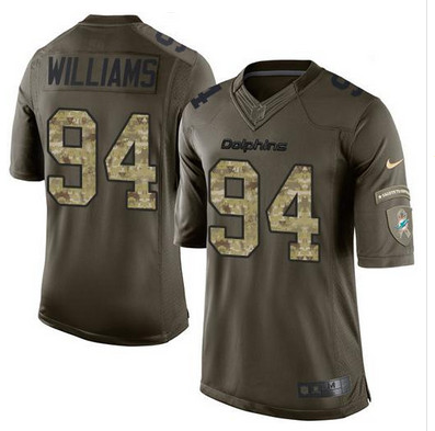 Nike Dolphins #94 Mario Williams Green Mens Stitched NFL Limited Salute to Service Jersey