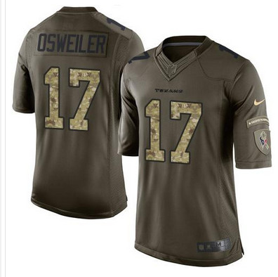 Nike Texans #17 Brock Osweiler Green Mens Stitched NFL Limited Salute to Service Jersey