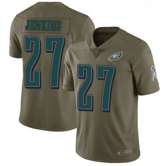 Youth Nike Philadelphia Eagles 27 Malcolm Jenkins Limited Olive 2017 Salute to Service NFL Jersey