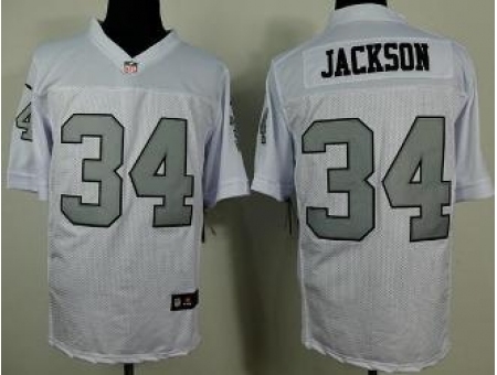 Nike Oakland Raiders 34 Bo.Jackson White Elite Silver No. NFL Jersey