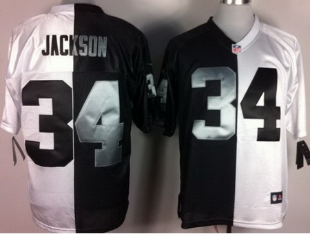 Nike Oakland Raiders 34 Bo.Jackson White Black Elite Split NFL Jersey