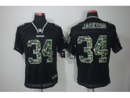 Nike Oakland Raiders 34 Bo Jackson Black Lights Out Elite Camo Number NFL Jersey