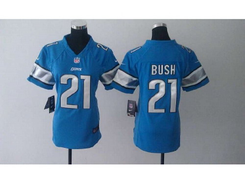 Nike Women NFL Detroit Lions #21 Reggie Bush Blue Jerseys