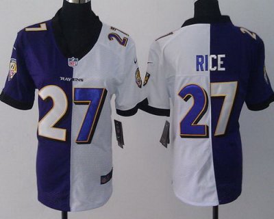 Women Nike Baltimore Ravens #27 Ray Rice Purple White Split NFL Jerseys