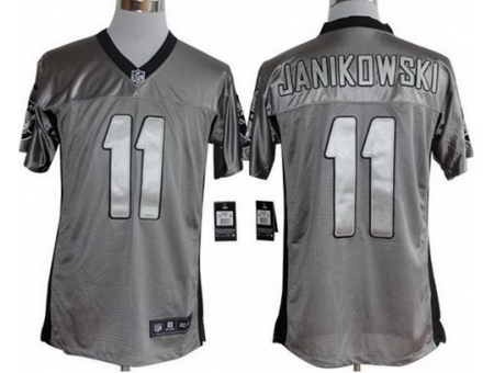 Nike Oakland Raiders 11 Sebastian Janikowski Grey Elite Shadow NFL Jersey