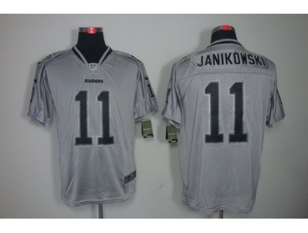 Nike Oakland Raiders 11 Sebastian Janikowski Grey Elite Lights Out NFL Jersey