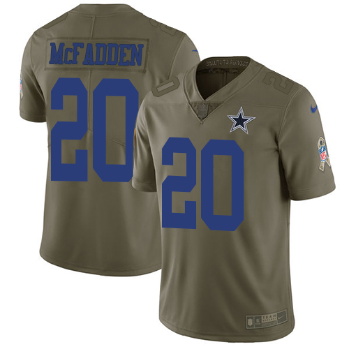 Nike Cowboys #20 Darren McFadden Olive Mens Stitched NFL Limited 2017 Salute To Service Jersey