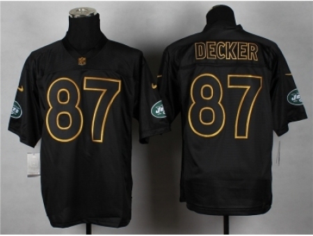 Nike New York Jets 87 Eric Decker black Elite gold lettering fashion NFL Jersey