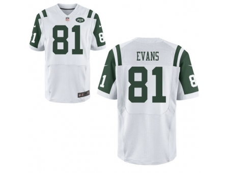 Nike New York Jets 81 Shaq Evans White Elite NFL Jersey