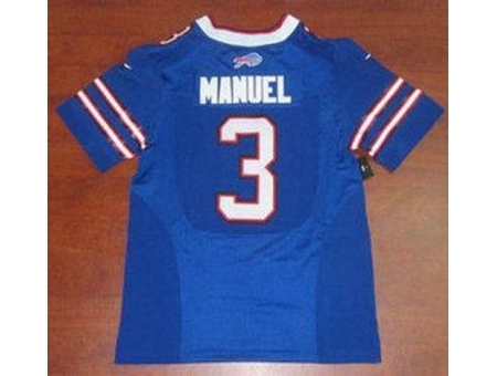 Nike Buffalo Bills 3 EJ Manuel Blue Elite NFL Jersey