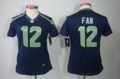 Women Nike Seattle Seahawks 12# Fan Blue Color NFL LIMITED Jerseys