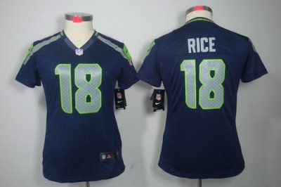 Women Nike Seattle Seahawks 18# Sidney Rice Blue Color NFL LIMITED Jerseys