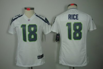 Women Nike Seattle Seahawks 18# Sidney Rice White Color NFL LIMITED Jerseys