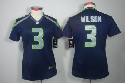 Women Nike Seattle Seahawks #3 Wilson Blue Color NFL LIMITED Jerseys