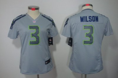 Women Nike Seattle Seahawks #3 Wilson Grey Color NFL LIMITED Jerseys