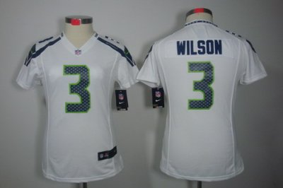 Women Nike Seattle Seahawks #3 Wilson White Color NFL LIMITED Jerseys