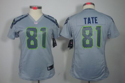 Women Nike Seattle Seahawks #81 Golden Tate Grey NFL LIMITED Jerseys