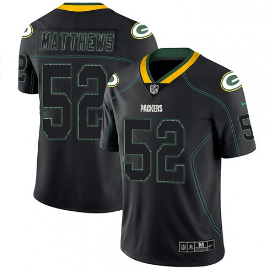 Men Nike Green Bay Packers 52 Clay Matthews Limited Lights Out Black Rush NFL Jersey