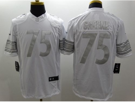 Nike Pittsburgh Steelers 75 Joe Greene White Limited Platinum NFL Jersey