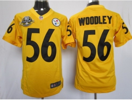 Nike Pittsburgh Steelers 56 Lamarr Woodley yellow limited 80 anniversary NFL Jersey